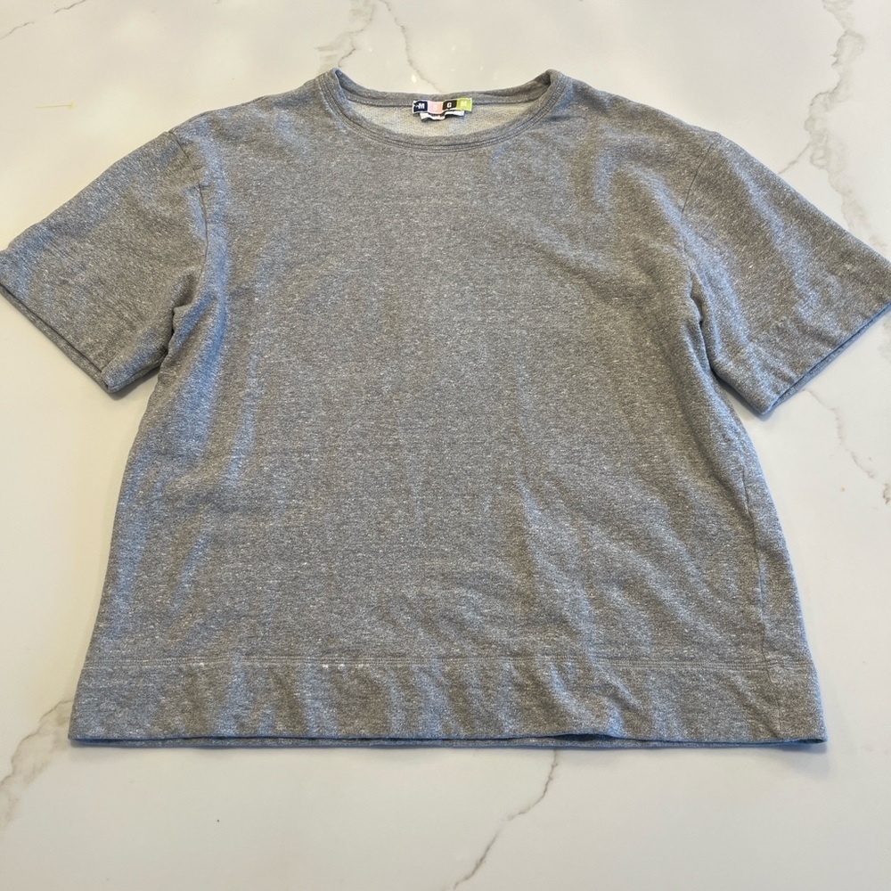MSGM Milano Boxy Gray French Terry Short Sleeve Sweatshirt IT 48/ US M - Picture 3 of 8